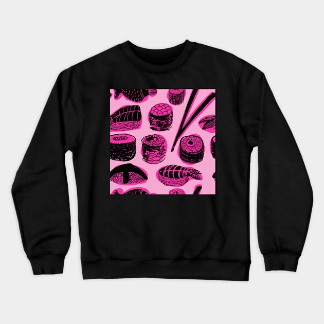 Pink sushi Crewneck Sweatshirt by louweasely